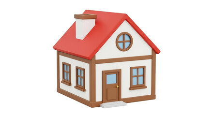 Cute cartoon house with red roof