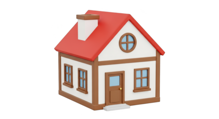 Cute cartoon house with red roof