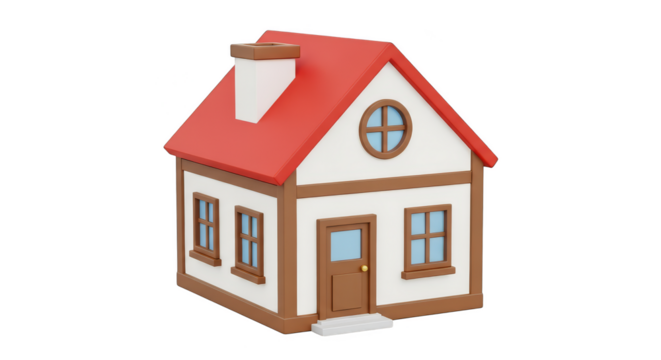 Cute cartoon house with red roof