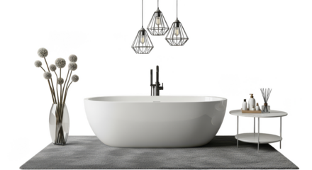 Elegant bathroom bathtub lights vase decor
