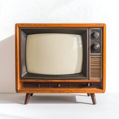 Vintage television set on a white wall