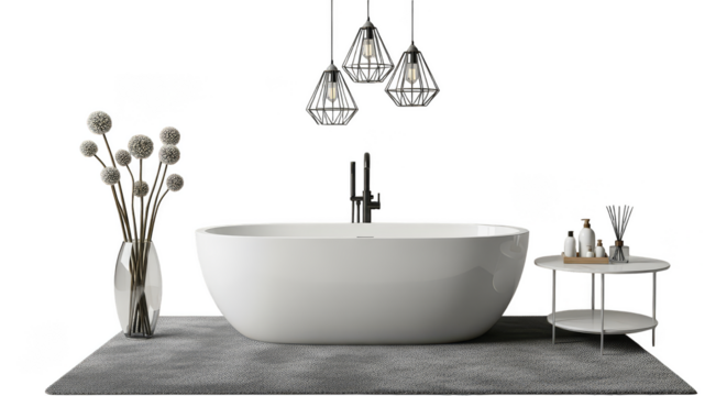 Elegant bathroom bathtub lights vase decor