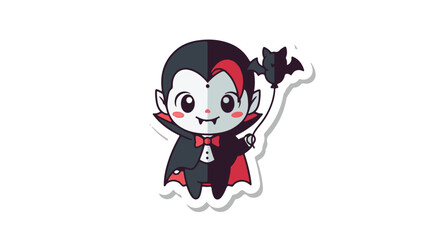 Cute Vampire Sticker for Halloween Party - Adorable Cartoon Character with Balloon - 13092025-38