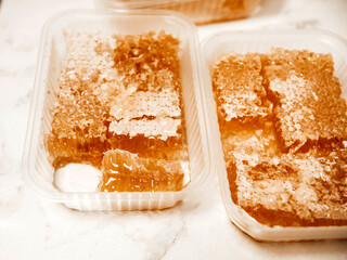 Natural honey in combs.