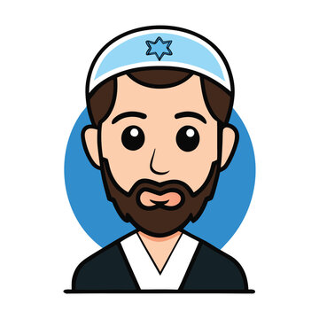 jewish man cartoon portrait blue background clip art preview