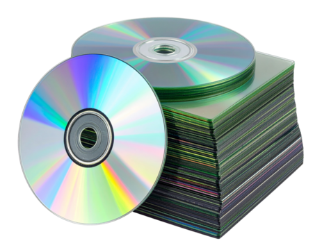 Colorful DVD Disc Stack with Holographic Shine  Technology PNG