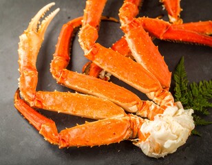 Crab Legs on Dark Background