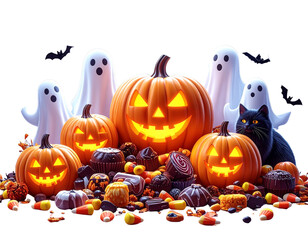 Halloween Ghosts and Pumpkins Collection with Candy  Spooky PNG Pack