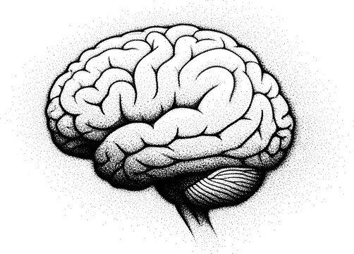 Digital stipple art with abstract, spray-like grain. Vectorized monochrome texture over white background.