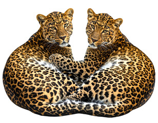 Obraz premium Minimal Top-Down Leopard Duo Predator Animals PNG
