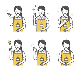 エプロン姿の介護士のイラスト素材セット