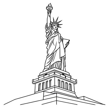 Vector art of statue of liberty, a detailed vector illustration capturing the iconic monument with its neoclassical architecture and symbolic representation of freedom