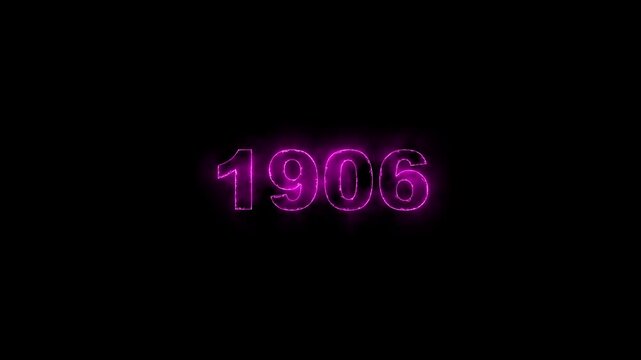 Glowing neon purple number 1906 displayed on a black background with a subtle energy effect numeral year