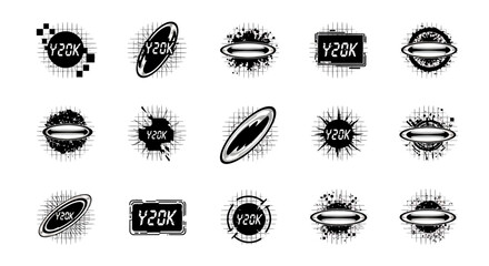 Collection of grunge style logos and stamps featuring text and design elements for varied uses