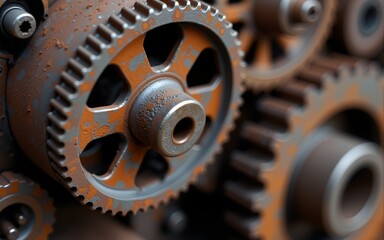 Rusty Gears and Metal Machinery Close-Up. High quality