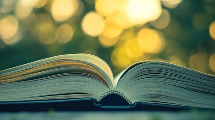 Open book, nature bokeh