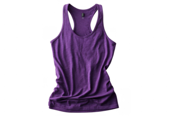A purple sleeveless tank top with a racerback design, featuring a soft, textured fabric and a casual fit.