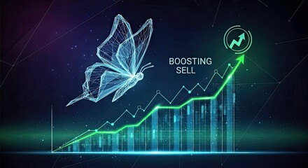 Butterfly Fluttering Over a Digital Growing Graph