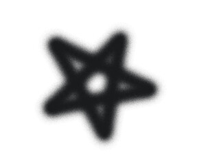 Black star outline with blurred edges on white background. Abstract decorative icon design for creativity, style, and modern concepts. Minimal graphic element for artistic projects.