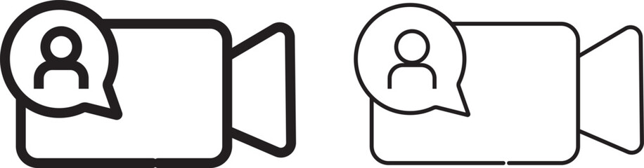 video camera icon for app and website. vector.Play button on video camera icon in generic style