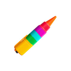 Colorful crayon, vibrant hues, triangular sections