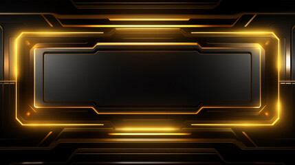 Obraz premium Futuristic Gold Glowing Frame with Dark Background 