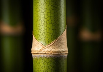 緑鮮やかな竹の節、繊細な模様が美しく輝きを放つ