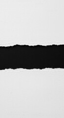 Naklejka premium A torn piece of white paper revealing a stark black background, symbolizing empty space or a reveal