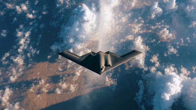 Stealth bomber soars above the clouds in powerful military display of air superiority footage