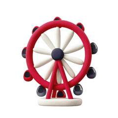 Stylized 3D Rendered Ferris Wheel With White Petals And Red Supports Transparent Background