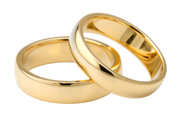 Wedding Gold Rings, isolated on transparent background