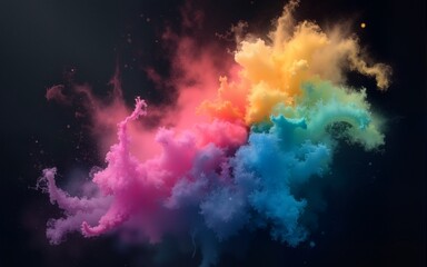 Obraz premium Rainbow Chalk Dust Gradient on Dark Background. High quality
