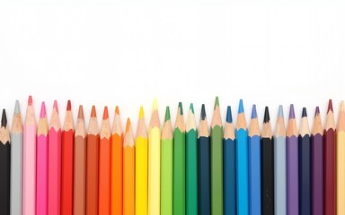 Colorful Pencil Arrangement on White Background. High quality