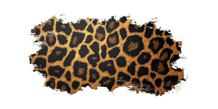 Leopard Print Pattern With Artistic Brush Stroke Effect Isolated On Transparent Background