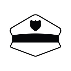 Police Hat icon with white background vector stock illustration