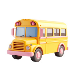 yellow school bus with pink trim on black background
