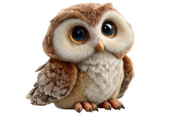 Obraz premium A detailed, cute owl figurine with large eyes, textured feathers, and a small beak, showcasing a lifelike and charming design.