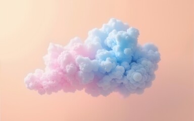 Pastel Pink and Blue Smoke Clouds on Peach Background. High quality