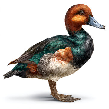 Baer&rsquo;s Pochard Realistic Detailed Bird Chestnut Brown Isolated on Transparent Background