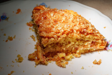 cozy nut cake on a plate dessert with grilled cheese spread delicious with nuts