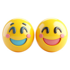 two yellow smiley faces with black eyes and pink cheeks