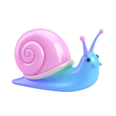 a close up of a snail with a pink shell and blue shell