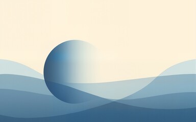 Minimalist Half-Moon Shape on Cream and Blue Textured Background. High quality