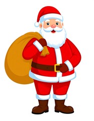 Cartoon Santa Claus with gift bag