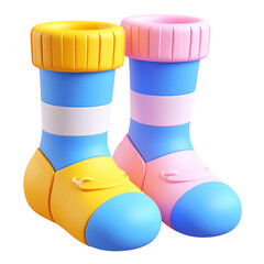 there is a pair of colorful rubber boots with a rubber sole