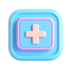 a close up of a blue and pink square with a plus sign