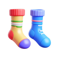 there are two pairs of colorful rubber boots with rubber feet