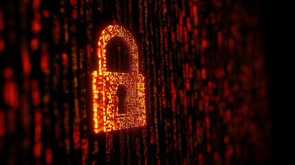 Dark cyber security concept with digital padlock icon
