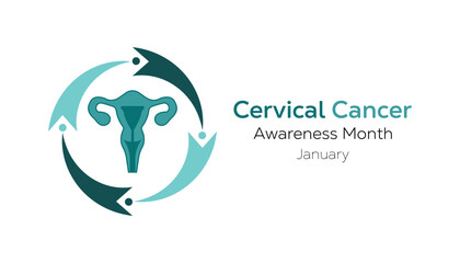 Vector illustration on the theme of Cervical Cancer awareness month observed each year during January. banner, Holiday, poster, card and background design.