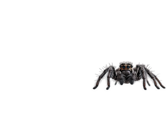 Close up of a jumping spider with big eyes and hairy legs